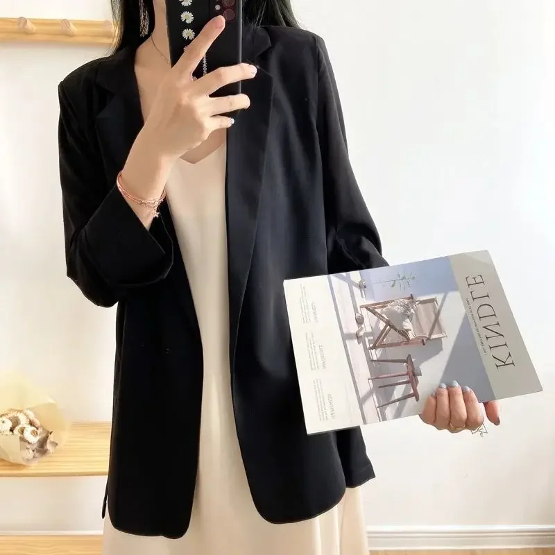 

Солнцезащитные блейзеры женские тонкие летние темпераментные Harajuku прозрачные шикарные дышащие верхняя одежда в корейском стиле элегантная женская мода с надрезом