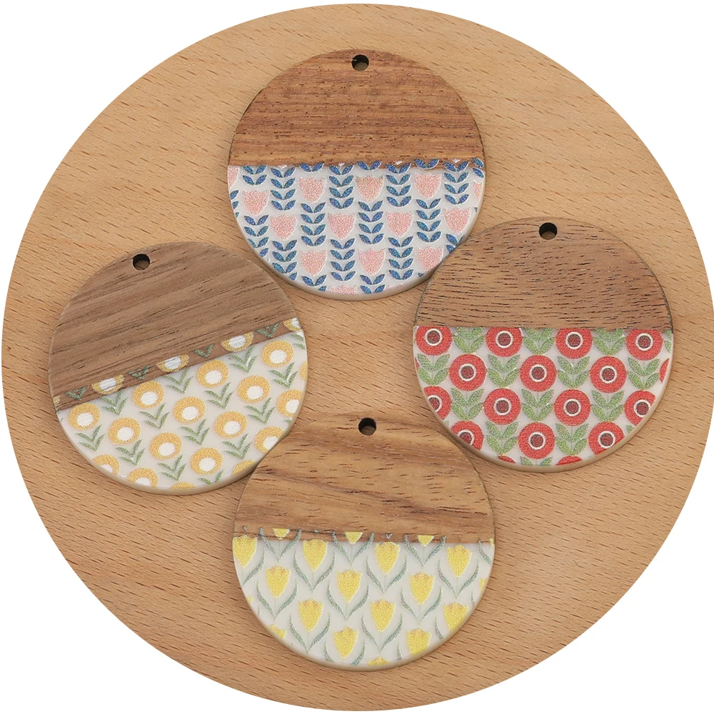 

Cordial Design 30Pcs 35*35MM Jewelry Accessories/Natural Wood & Resin/Hand Made/DIY Pendant/Round Shape/Charms/Earring Findings