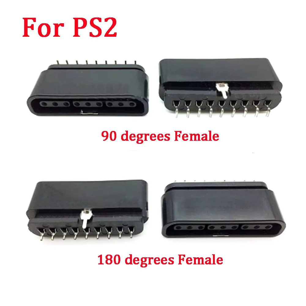 1PCS Pieces Replacement 9 Pin 90 180 Degrees Game Controller Interface Female Socket Slot Connector For PS2 Console