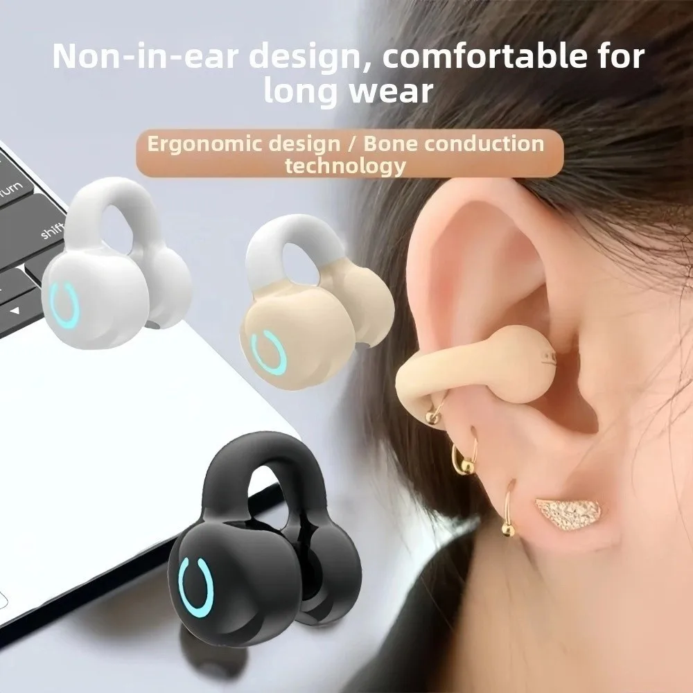 Extra Long Calls General Bluetooth 5.3 Earphone Bone Conduction HiFi Stereo Ear Clip Bluetooth Wireless Headset