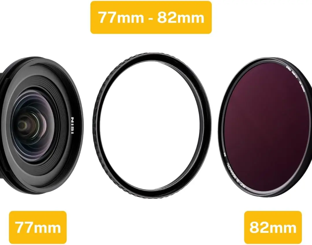 NiSi Brass Pro 72mm to 82mm Step‑Up Ring, Precision Brass Filter Adapter Ring, Matte Black Anti‑Reflection