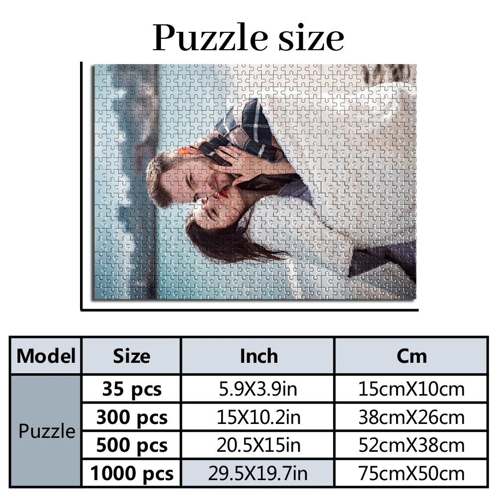 Personalized Custom Photo Puzzle Customized Couple Kissing By The Sea Puzzle for Dad, Grandmother, Grandad, Godmother