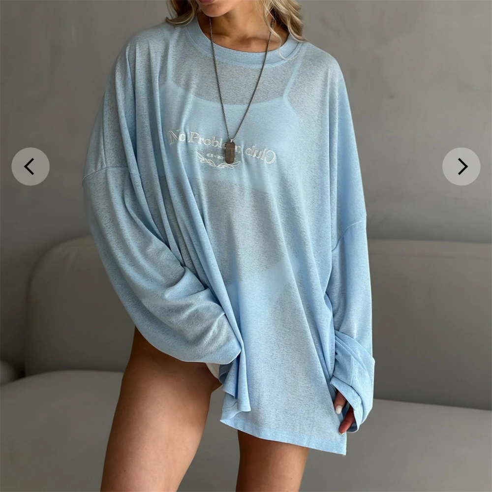 

2025 New Women's Fall Long Sleeve T-Shirts Casual Loose Fit Basic Top Soft Cotton Blouse Trendy Streetwear Fashion Tunic Tee