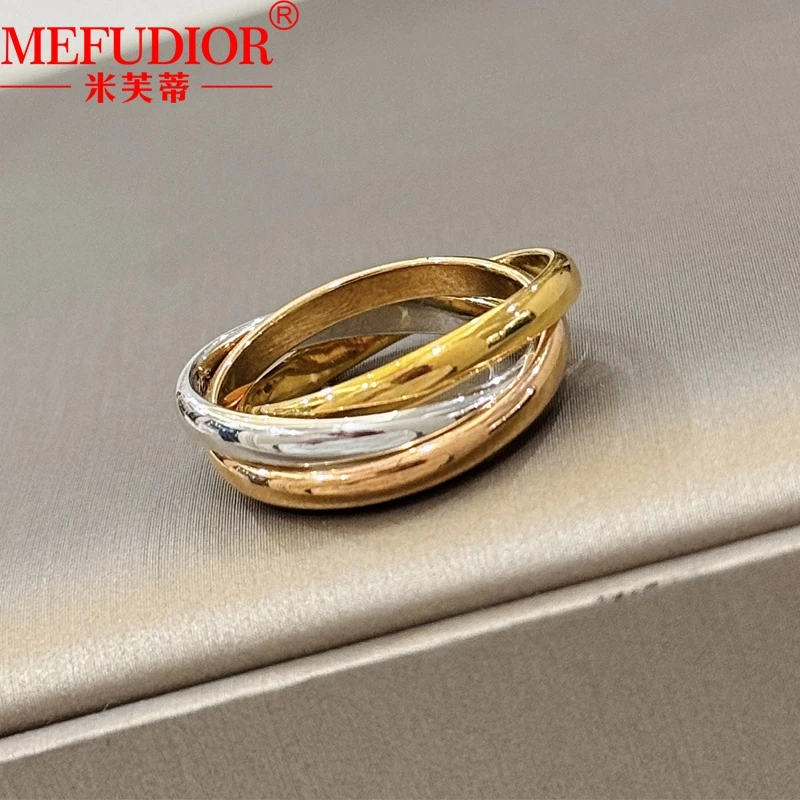 18K Gold Smooth Ring for Women 1MM\2MM\3MM Wide White\Yellow\Rose Gold Three Color Wedding Band Luxury Couple Party Jewelry Gift