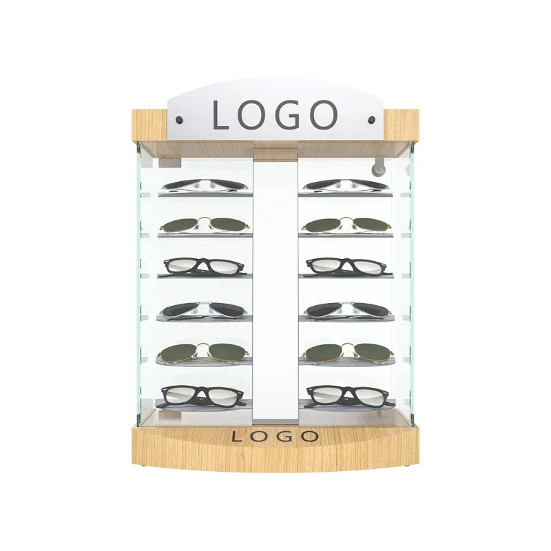 

custom.Eyewear shop eyeglasses factory wood custom 3 pairs counter sunglasses rack display for glasses store with