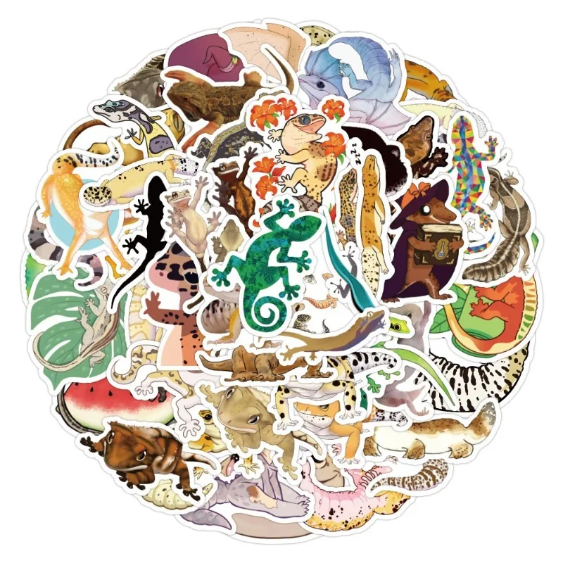 50 قطعة من ملصقات الديكور المبتكرة على شكل حيوانات كرتونية للزواحف