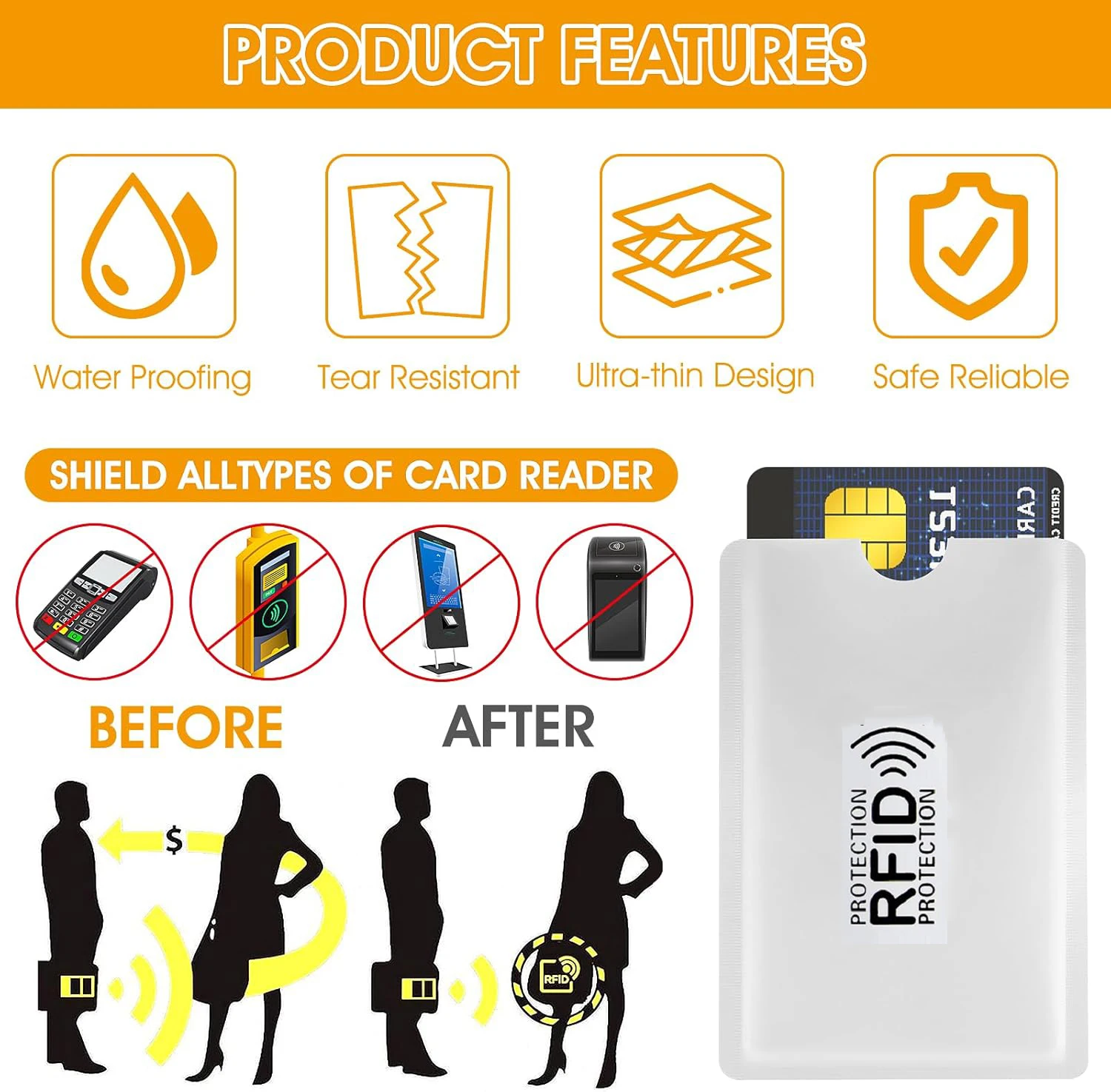 Manicotti con blocco RFID da 10 pezzi Il miglior modo per proteggere le tue carte dal furto elettronico Custodia con blocco NFC leggera e durevole