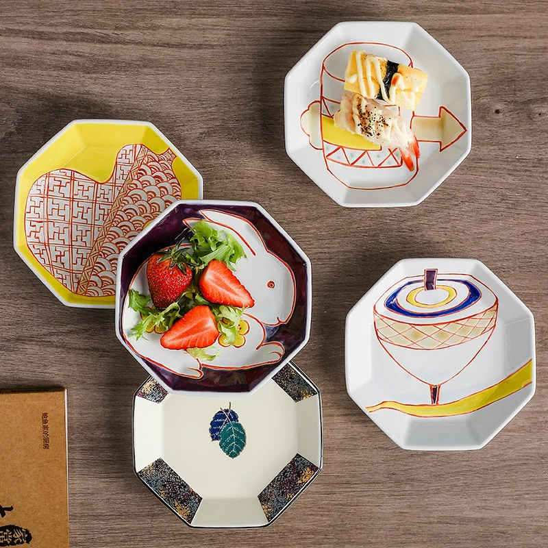 

Creative octagonal board, ceramic fruit plate, the family vegetable plate, personalized and simple dried fruit, sushi plate