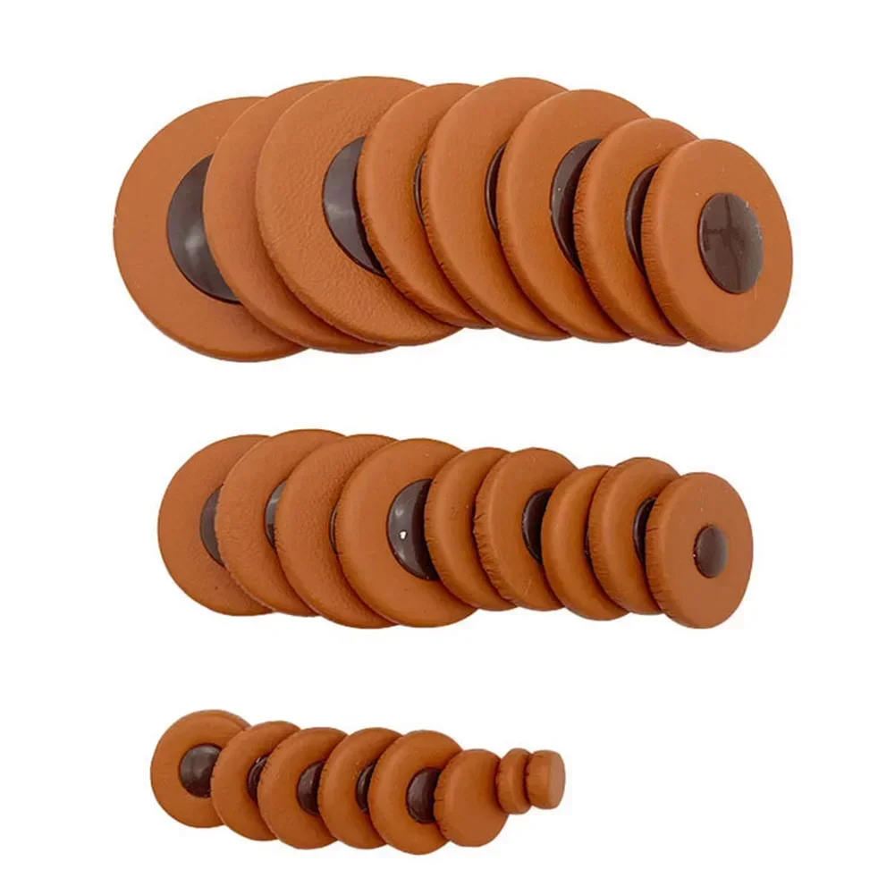 25 PCS Eb High Quality For Alto Sax Leather Pads 14 Sizes E-flat Replacement Midrange Saxophone Hole Pad Accessories Brown