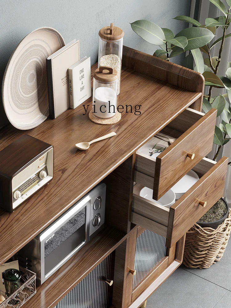 XL Nordic Light Luxury All Solid Wood Sideboard Cabinet Ash Wood Living Room Tea Cabinet Wooden Cabinet