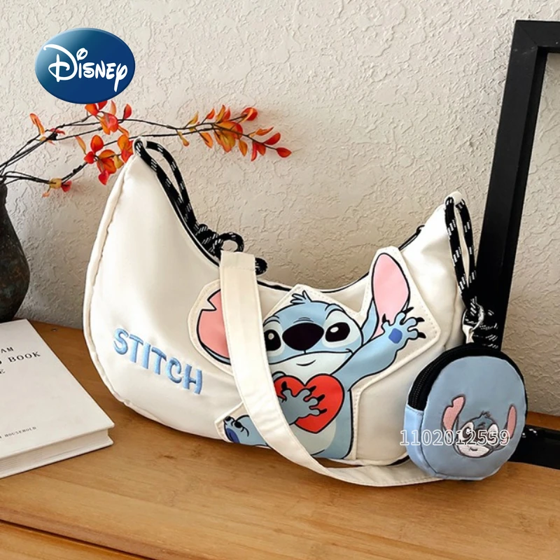 

Disney Stitch новая женская сумка через плечо с героями мультфильмов, милая женская сумка через плечо, комплект из 2 предметов, повседневная женская сумка с вышивкой