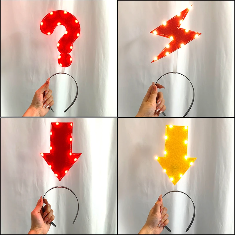 Unique Light up Arrow Headband Halloween Party Glowing LED Headband Funny Hair Hoop Cosplay Headwear