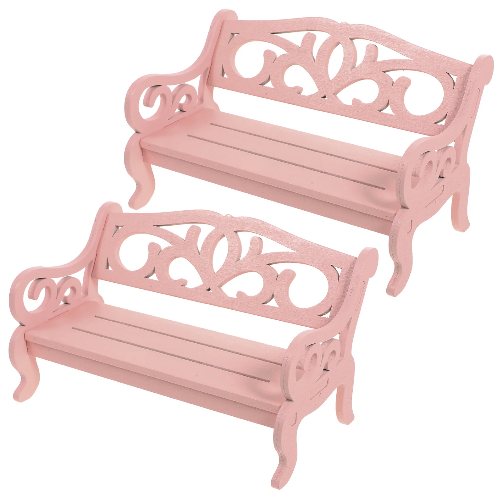 

2pcs Pink Mini Chair Realistic Miniature Furniture For House Wear-Resistant Small Chair Landscape Mini Wooden Decorative Home