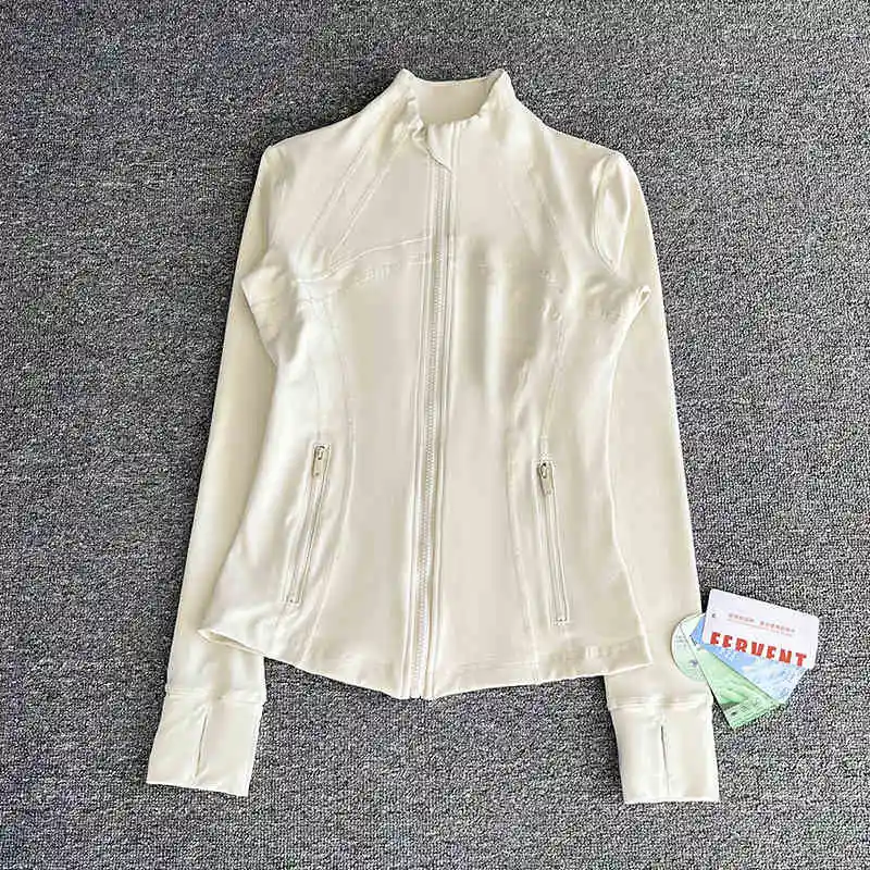 

Women's yoga suit jacket for autumn outdoor fitness, stand-up collar cardigan with brushed running sport top