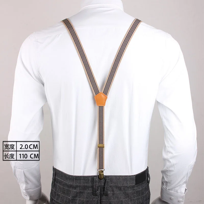 2x110cm New Retro Striped suspenders men braces 3 clip leisure pants suspenders for Mens and Womens vintage tirantes hombre