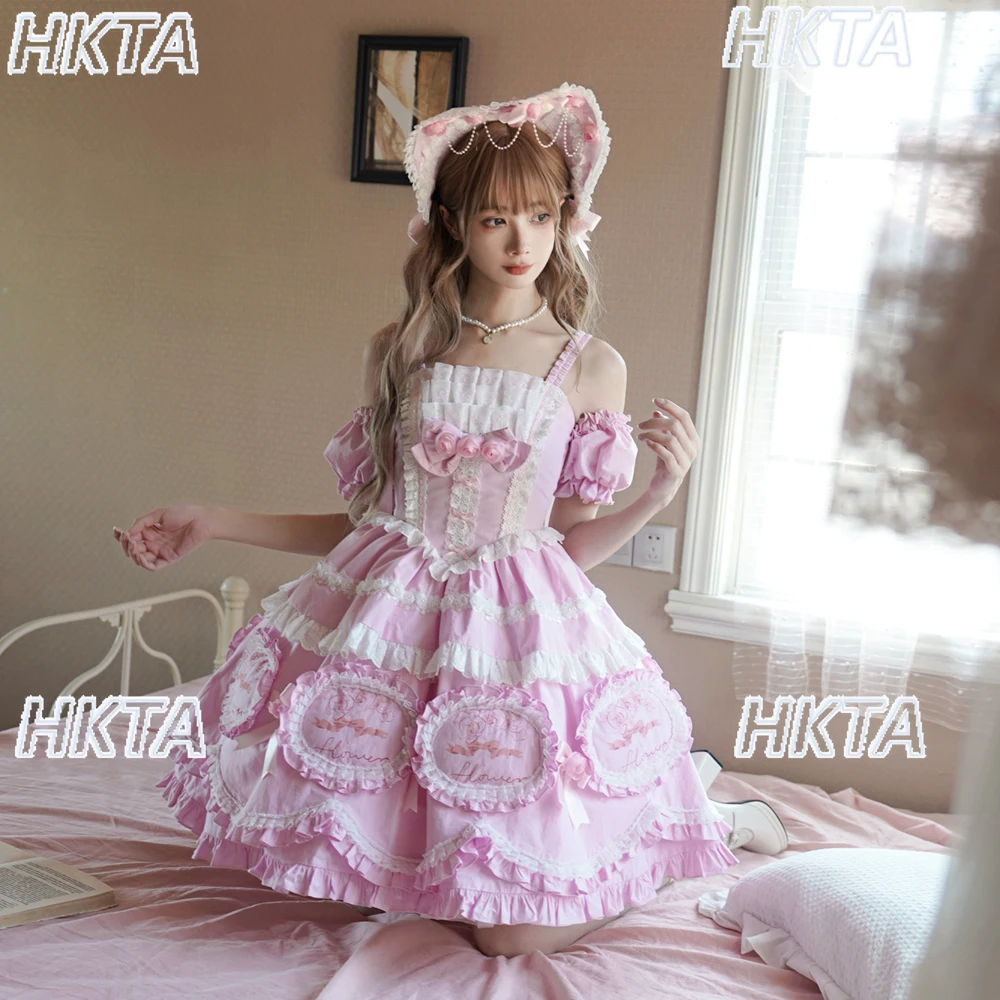 

Милое элегантное новое платье на подтяжках на день рождения Jsk Girl Kawaii с милым бантом и складками на каждый день, платья принцессы Лолиты, бальное платье для женщин