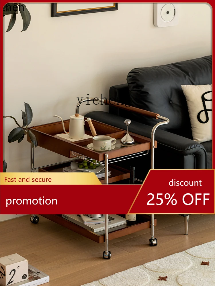 

YFY Solid Wood Movable Sofa Side Cabinet Corner Small Coffee Table