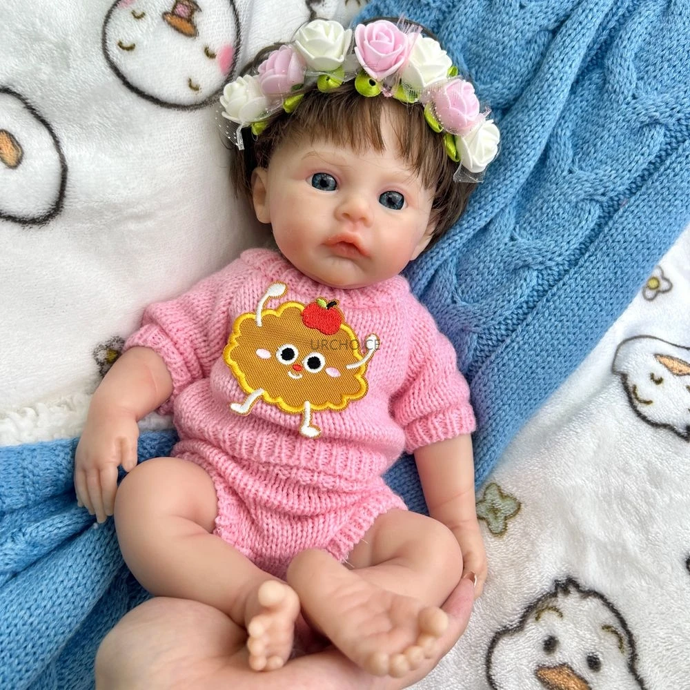 Realistische 12" siliconen reborn babymeisje met geworteld haar Full Body zachte wedergeboorte pop voor kunstenaar verzamelaars pop verjaardagscadeaus