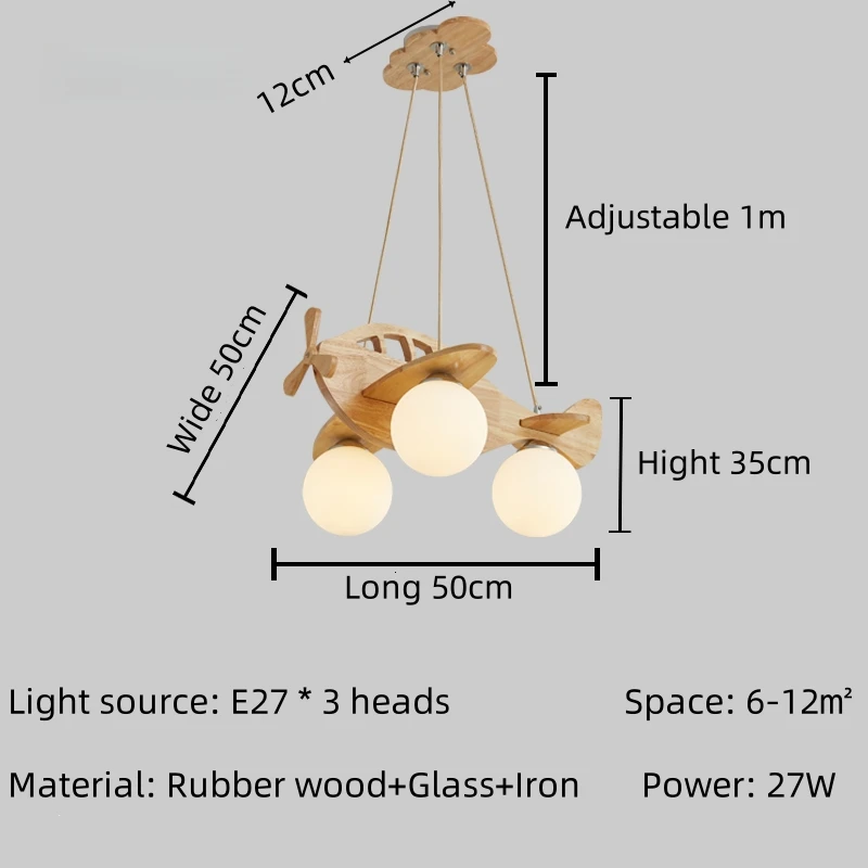 Wooden Aircraft LED Hanging Pendant Lights For Bedroom Children Room Kitchen Living Room Home Decoration Ceiling Chandelier Lamp