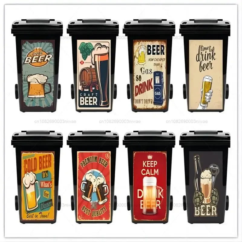 

Beer pattern series outdoor trash can stickers, decorative murals, PVC waterproof and oil resistant stickers
