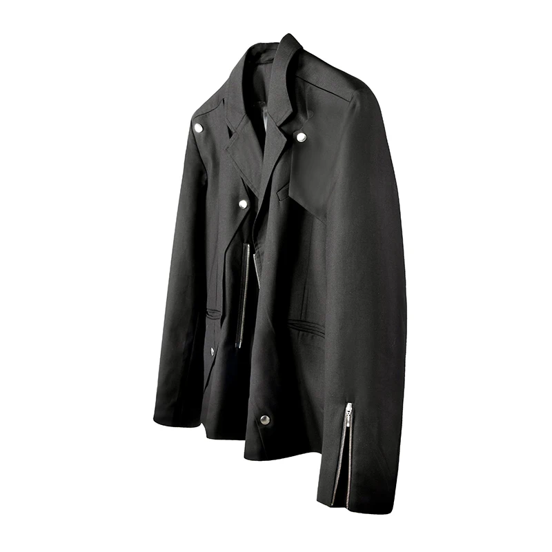 M-6XL! Oversized custom men's coats 2022 The new design of the front zipper multi-fold buckle pleated loose blazer