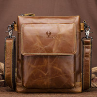 HUMERPAUL Genuine Leather Men's Shoulder Bag Vintage Cross Bags Large Capacity Male Messenger Tote Bag Travel Bolso Hombres