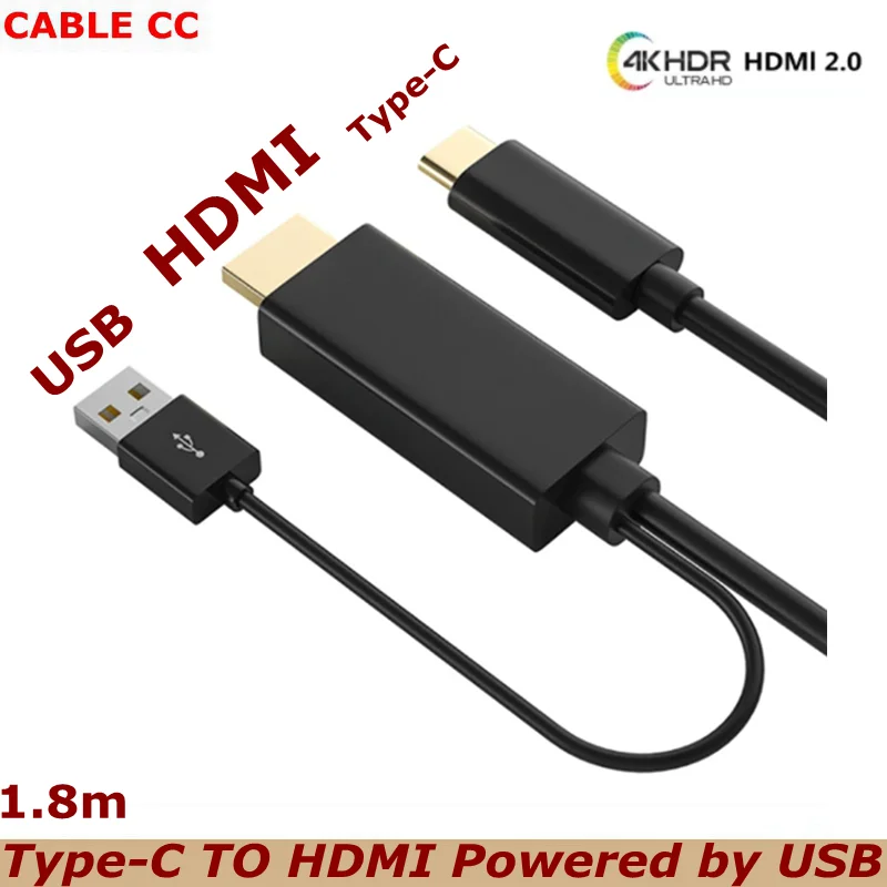 HDMI to USB C Cable Uni-directional 4K60Hz HDMI-Compatible to Type-C Cord Converter for Xreal Nreal Air Steam Deck PS5 Monitor