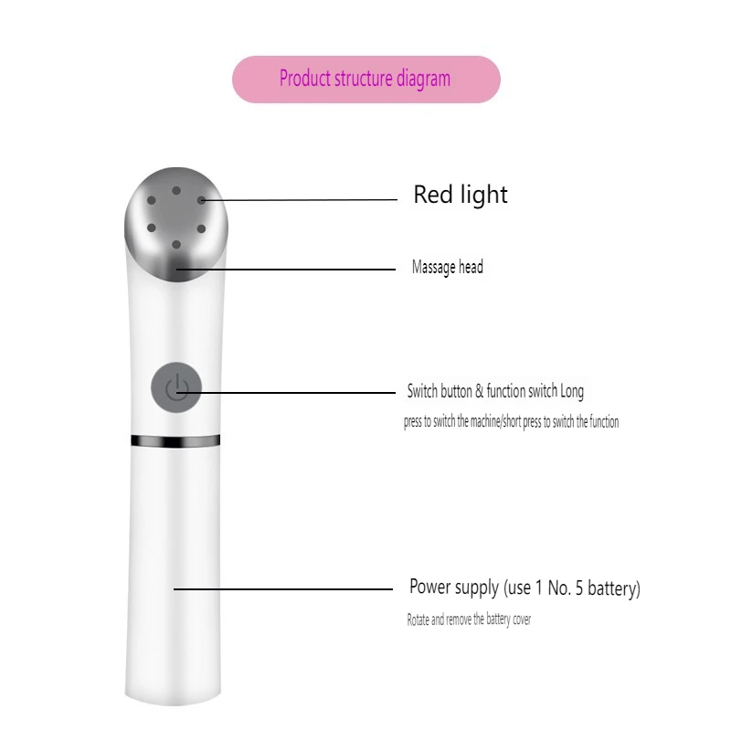 Electric Eyes Beauty Device, Eye Care, Lifting and Firming, Red Light Vibration Massage, Promote Absorption,AA Battery MY-010-DC