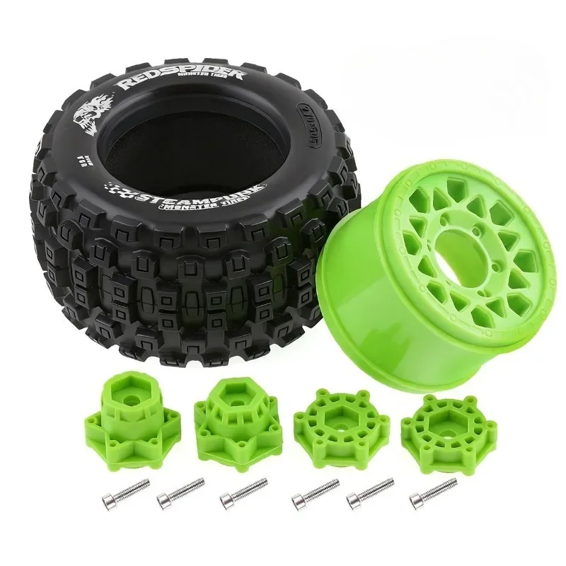 4 stuks 128mm 1/10 Monster Stunt Truck algemene Band 12mm en 14mm Hex voor TRXS MAXX ARRMA Graniet KRATON Outcast Tamiya Losi Rood