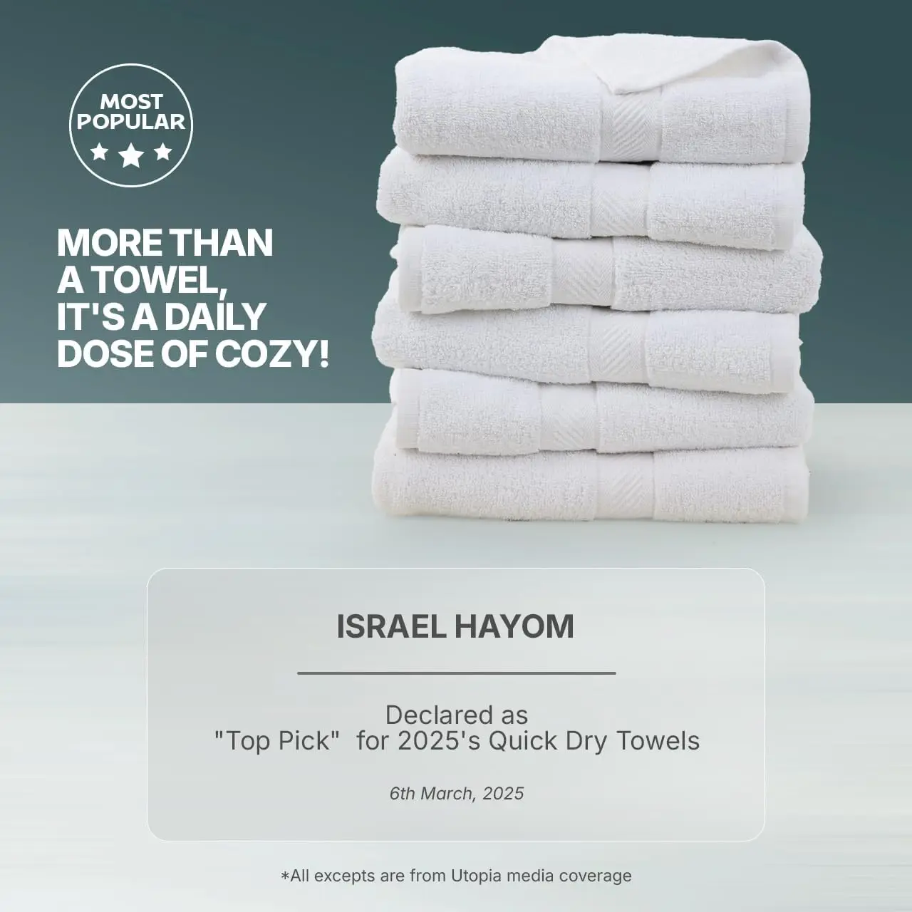 

6 Pack Medium Bath Towel Set, 24 by 48 Inches, 500 GSM 100% Ring Spun Cotton, Lightweight and Highly Absorbent Quick Drying