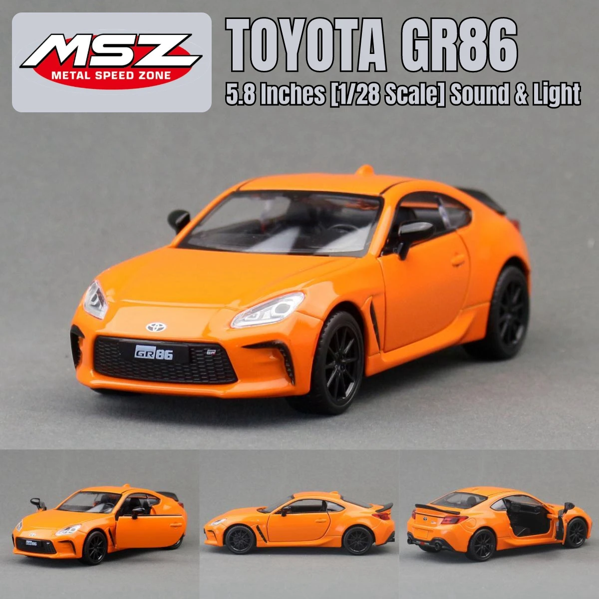 1/28 TOYOTA GR86 Racing Toy Car Model MSZ Diecast Metal Miniature