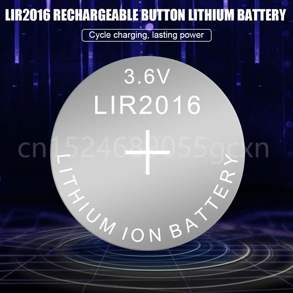 LIR2016 CR2016 2016 Lithium Rechargeable Battery With Charger Adapter For Remote Control Watch Calculator Button Cell