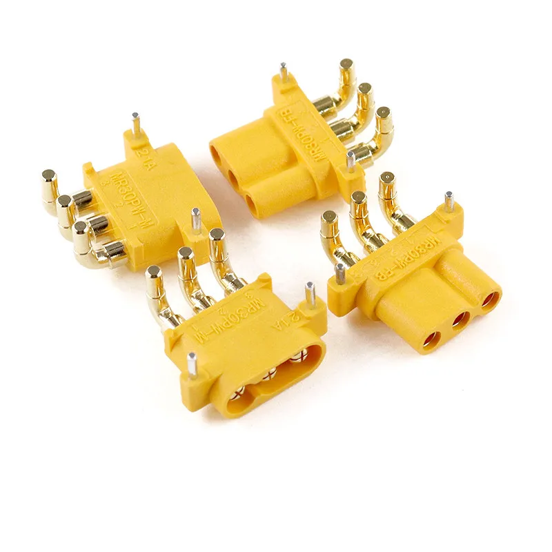 MR30PW-F/M three-core horizontal elbow male head female head connector model aircraft battery motor model ESC plug