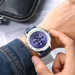 Automatic Mens Watch Self Wind Mechanical Movement Stainless Steel Black Brown Blue Leather Strap Sports Big 50mm Watches