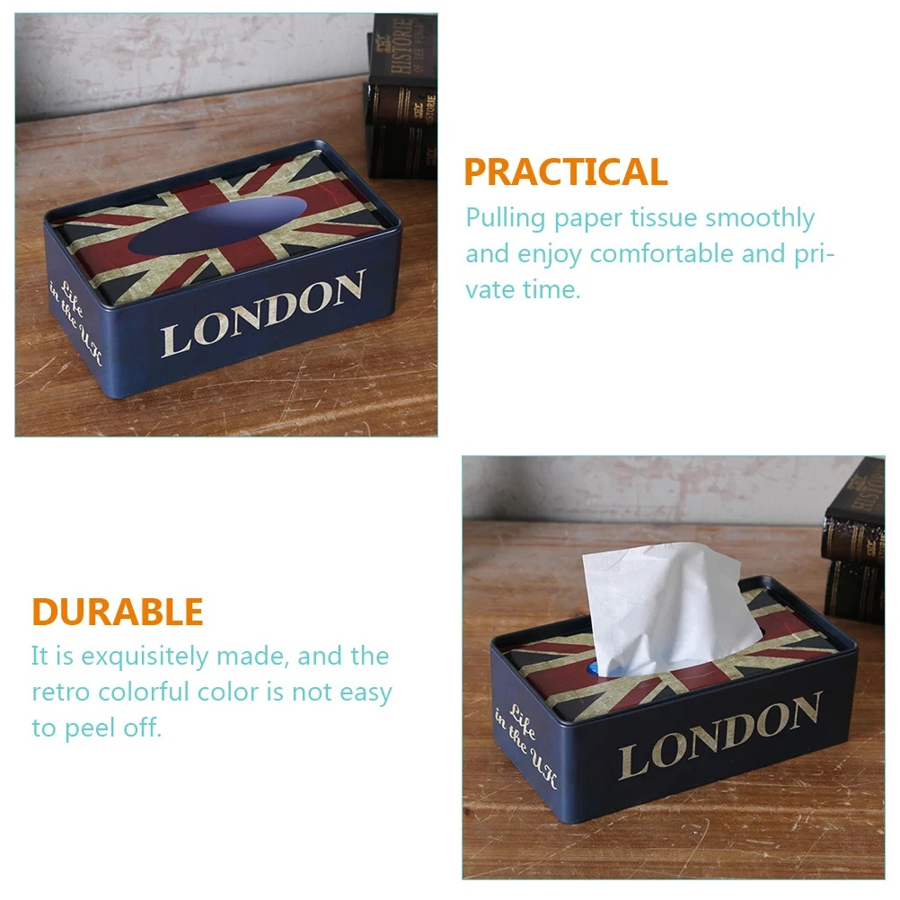 

Iron Tissue Box Retro Color Desktop Tissue Holder Household Storage Case for Office Home Decoration Creative Napkin Box