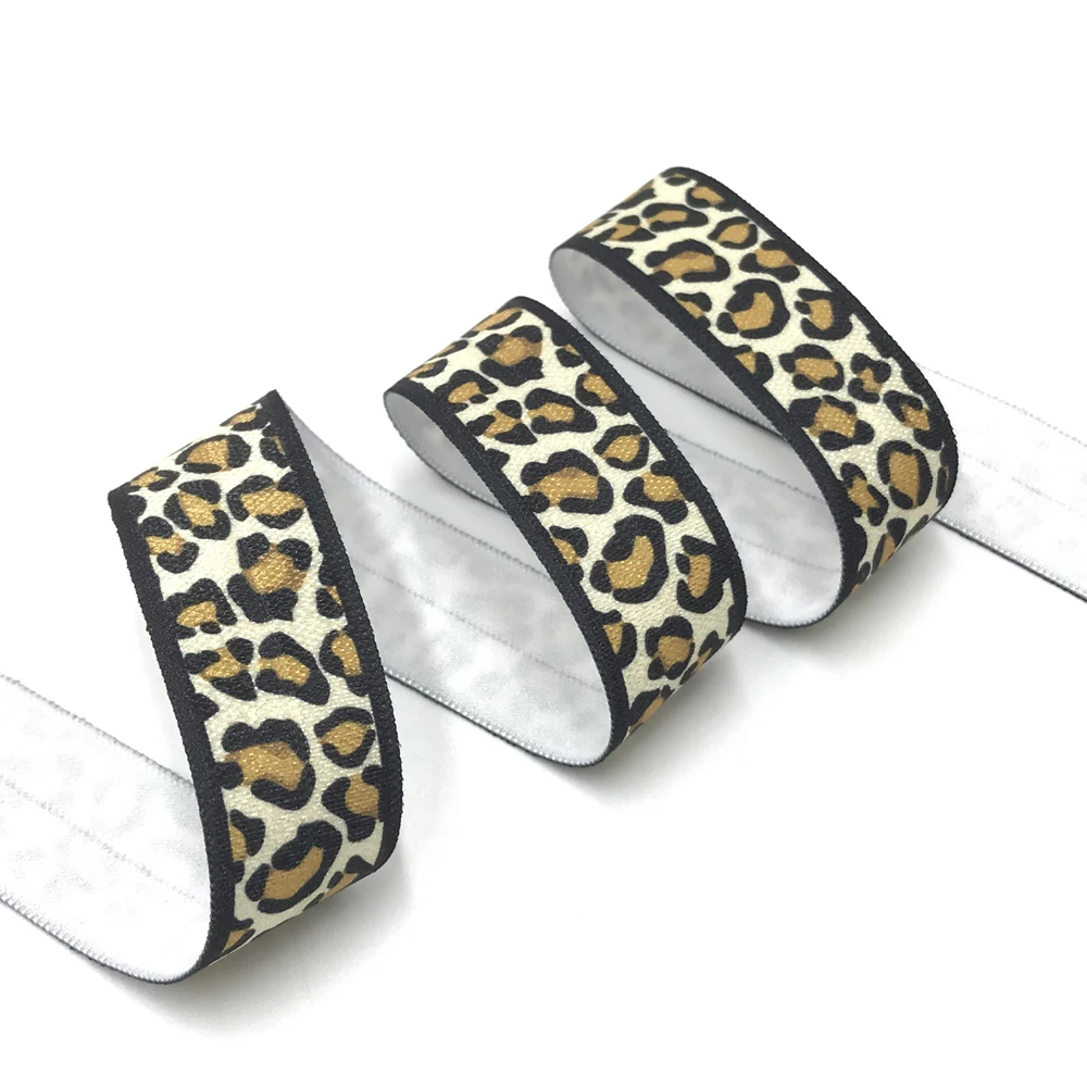 20mm Colorful Leopard Zebra Print Fold Over Elastic Stretchy Band DIY Girls Hair Ties Strap Headband Accessories Wholesale