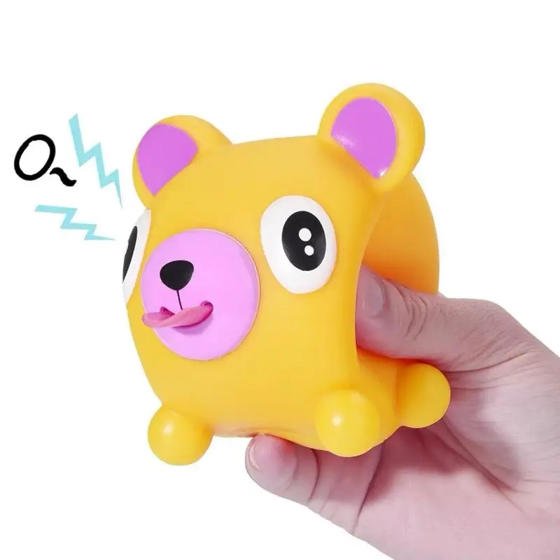 Colorful Tongue Out Animal Toys Kids Children Soft Stress Relieve Ball Games Funny Bear Pig Talking Decompression Squeeze Toy