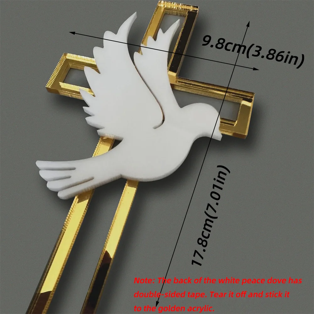 1/5 Stück Goldenes Kreuz & Taube Kuchendeckel Heilige Kommunion Dekor, Taufe Partyzubehör, Erstkommunion Kucheneinsatz Babyparty – Detail 18