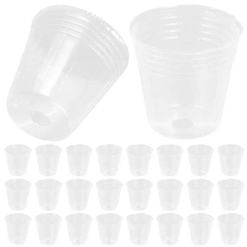 

50Pcs Clear Repottings Pots Plants Nursery Pots Plants Potted Pots Round Planter Pot Orchid Nursery Container