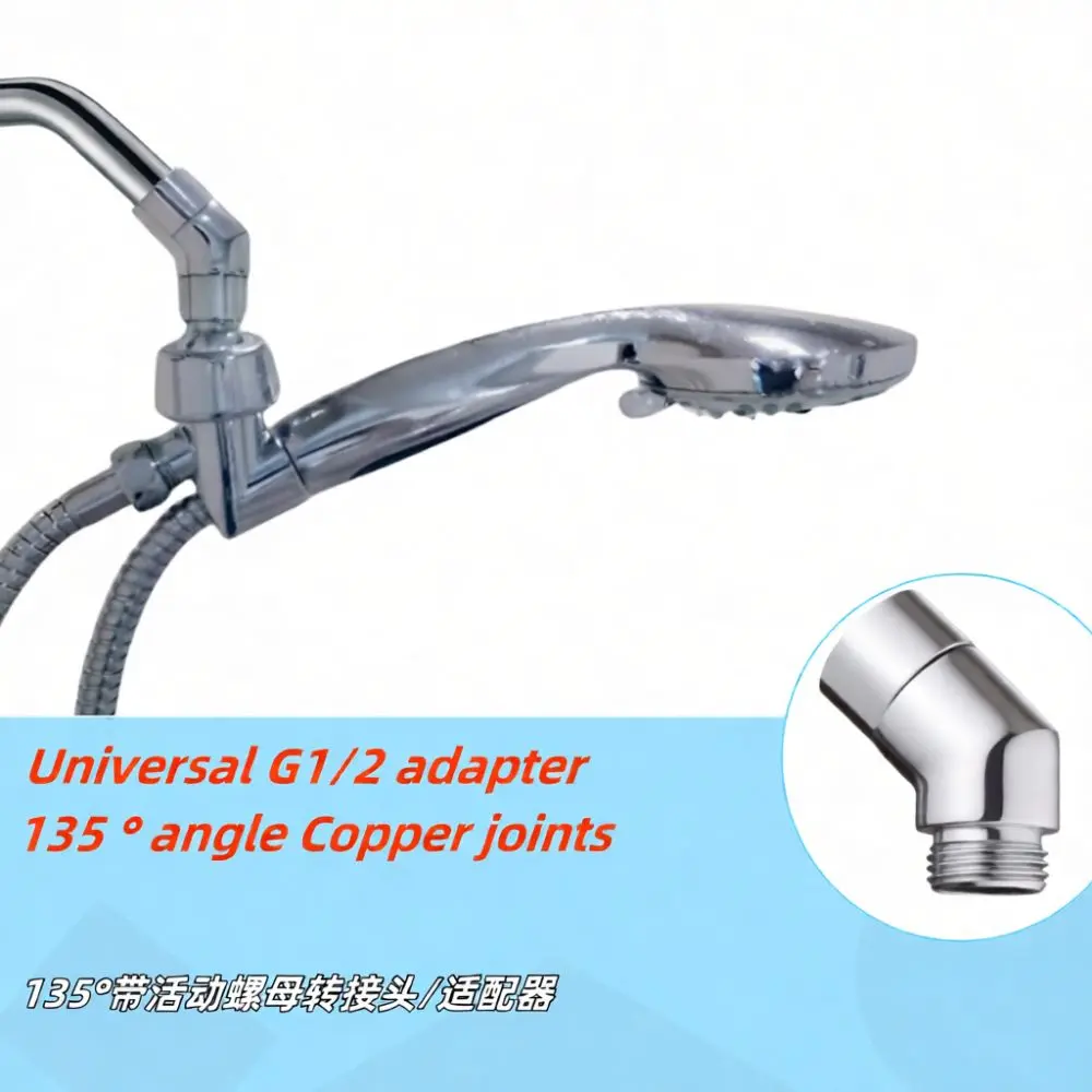 Universal Adjustable Shower Head Adapter Brass 360 Rotation Elbow Fitting Connector For Home Bathroom Water Pipe