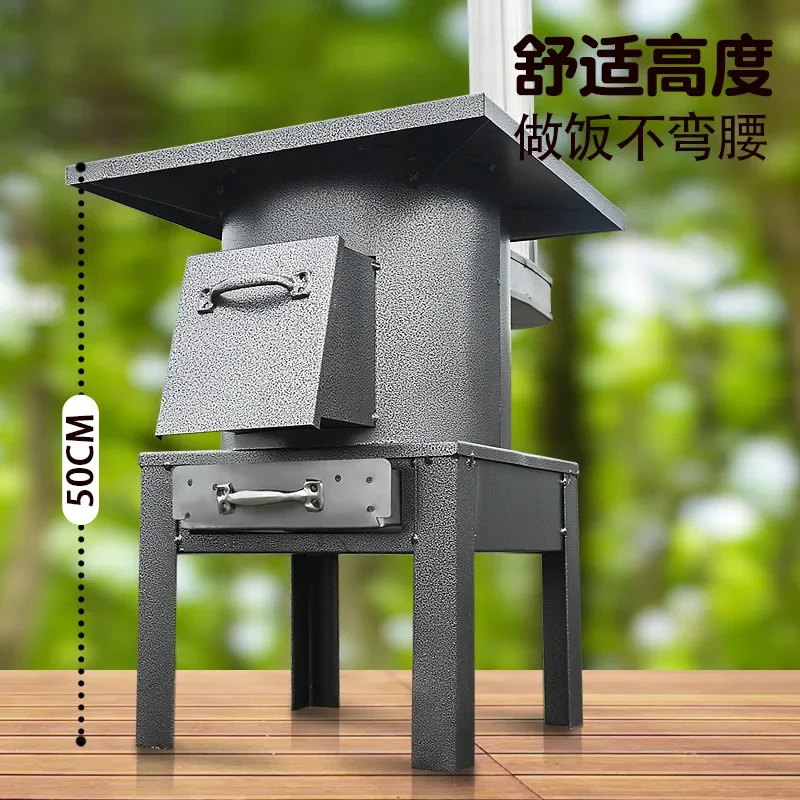Old-fashioned firewood stove Stainless steel stove Smokeless outdoor camping household stove