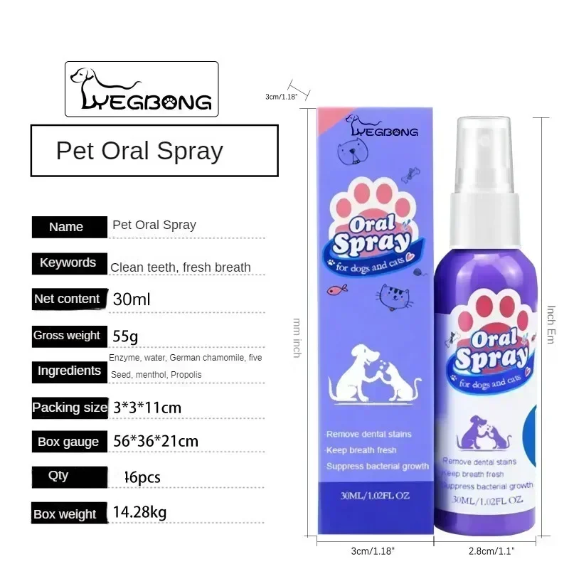 Spray de nettoyage des dents d'animaux domestiques, soins buccaux, élimine les taches dentaires, garde l'haleine fraîche pour les chats et les chiens, blanchiment, élimine la mauvaise haleine