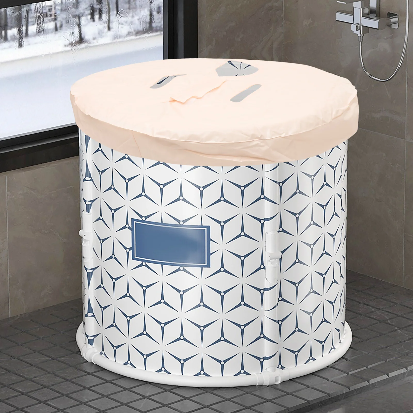 

Folding Bathtub Cover Insulated PVC Lid for Bath Bucket Shutter Accessories Portable Bath Barrel Sauna Room