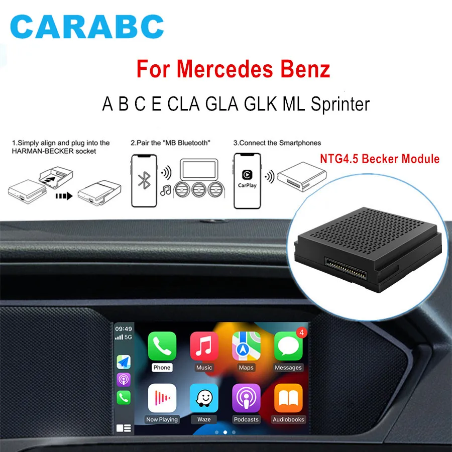For Mercedes Benz A B C E CLA GLA GLK ML Sprinter NTG4.5 Becker Module Wireless Carplay Android Auto Navigation Airplay