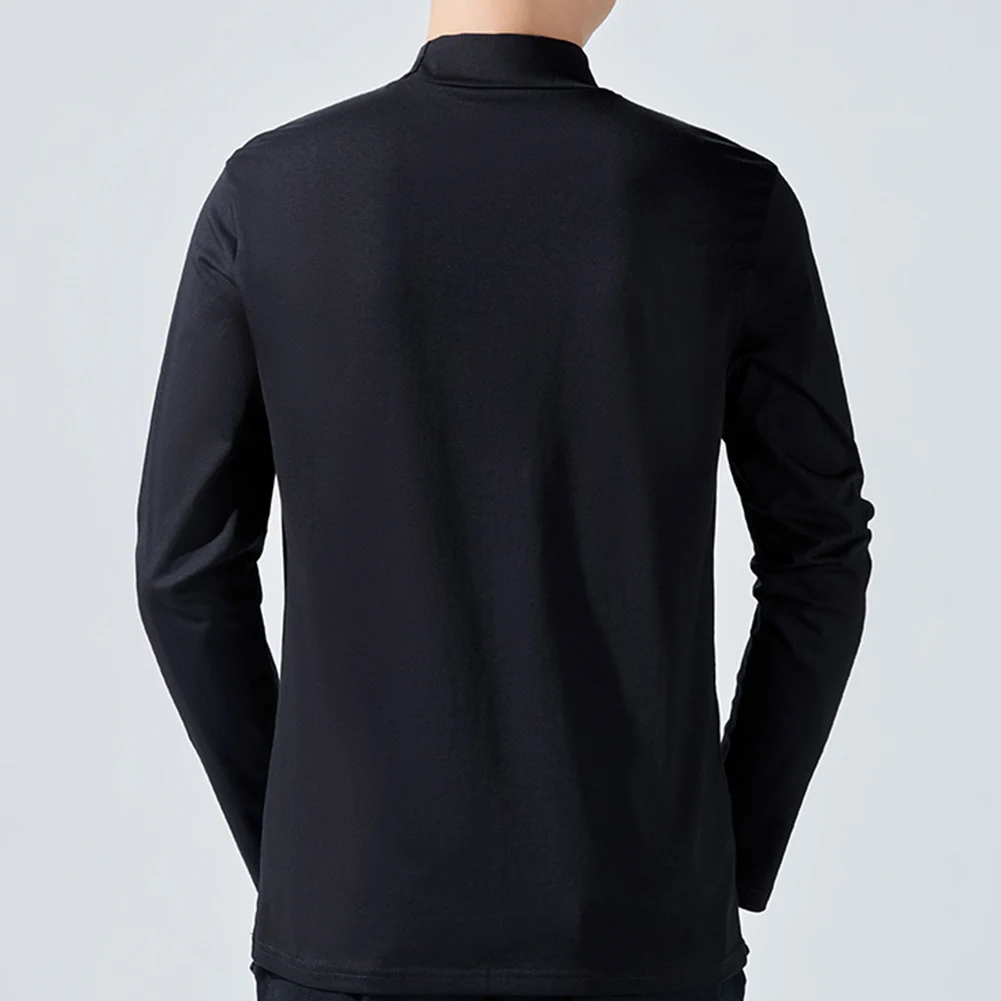 

Solid Color Mens Half High Neck Long Sleeve T-Shirt Slimming Fit Pullovers Fashion Casual Tops Man Undershirts