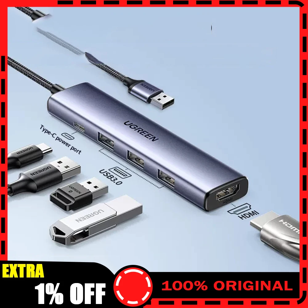 UGREEN CM475 Expansion Dock USB Typec HDMI Suitable For Charging Two Devices Simultaneously For MacBook Pro Air Laptop