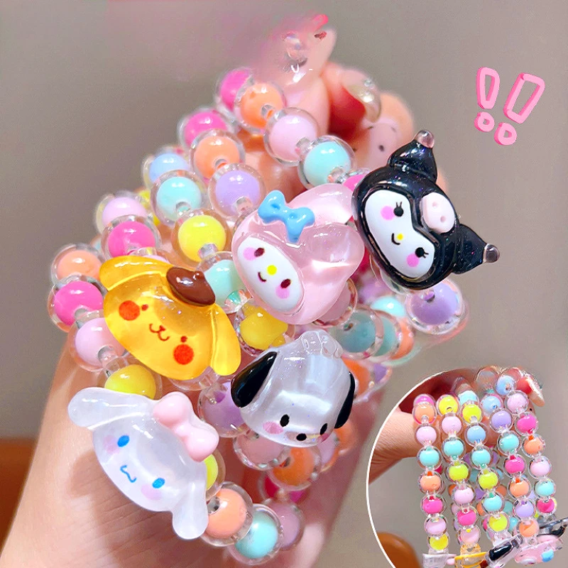 Cartoon Cinnamorolls Mys Melodys Bracelets for Children Bracelets Colorful Beaded Jewelry for Little Girls Decorated Toy Gifts