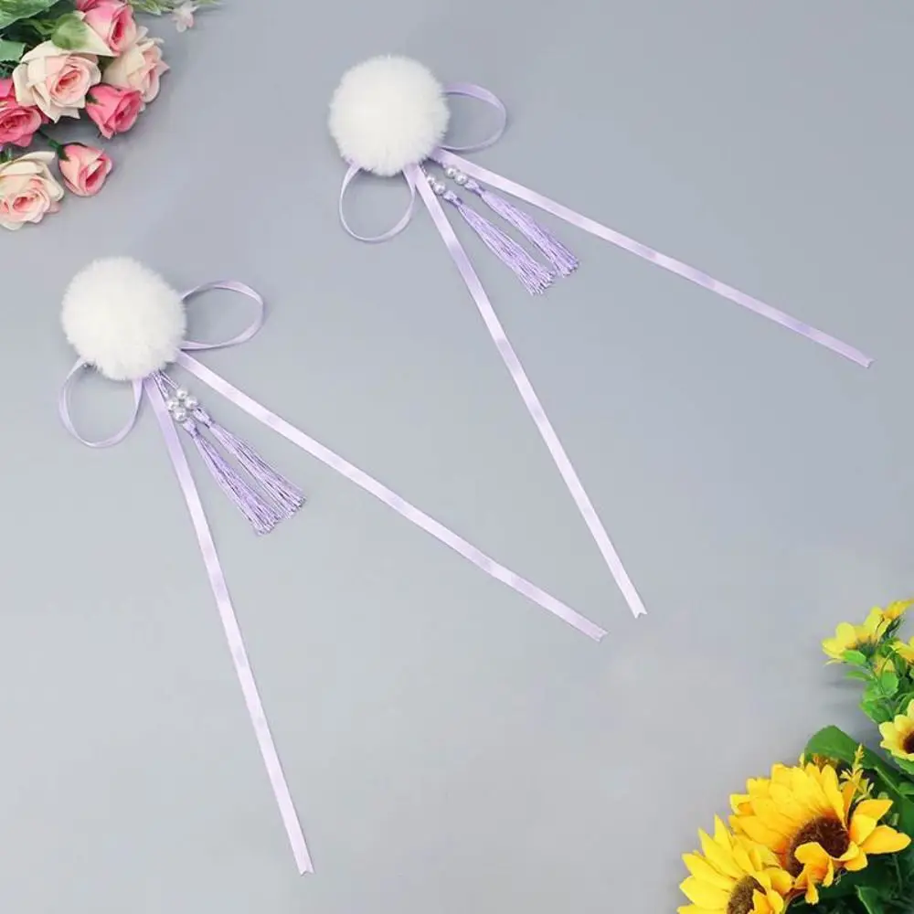 Cloth Chun-Li Hair Bun Clip Tassel Barrettes Chinese Style Hairpin Hair Accessories Duckbill Clip Bowknot Tassel Hair Clip