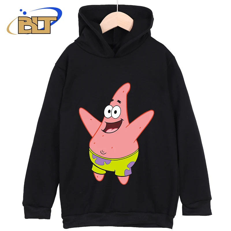 SpongeBob SquarePants Printed Kids Clothing New Kids Hoodies Classic Sportswear Black Casual Tops Suitable for Boys and Girls