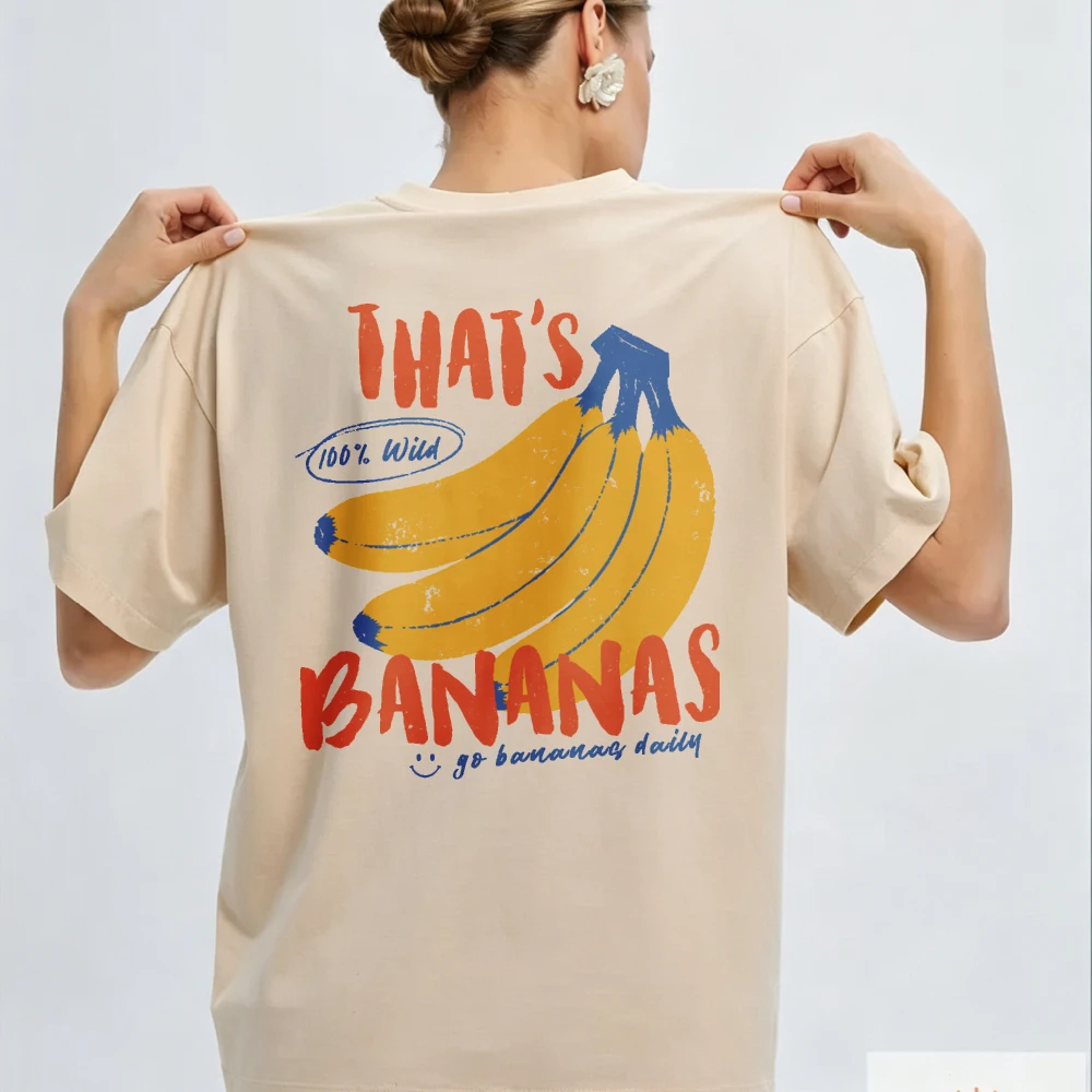 Cute Retro Fruit Slouchy Women Tee, Street Daily Outfit, Thin Basic Top for Teen Girls Funny Holiday Present Aesthetic Shirts